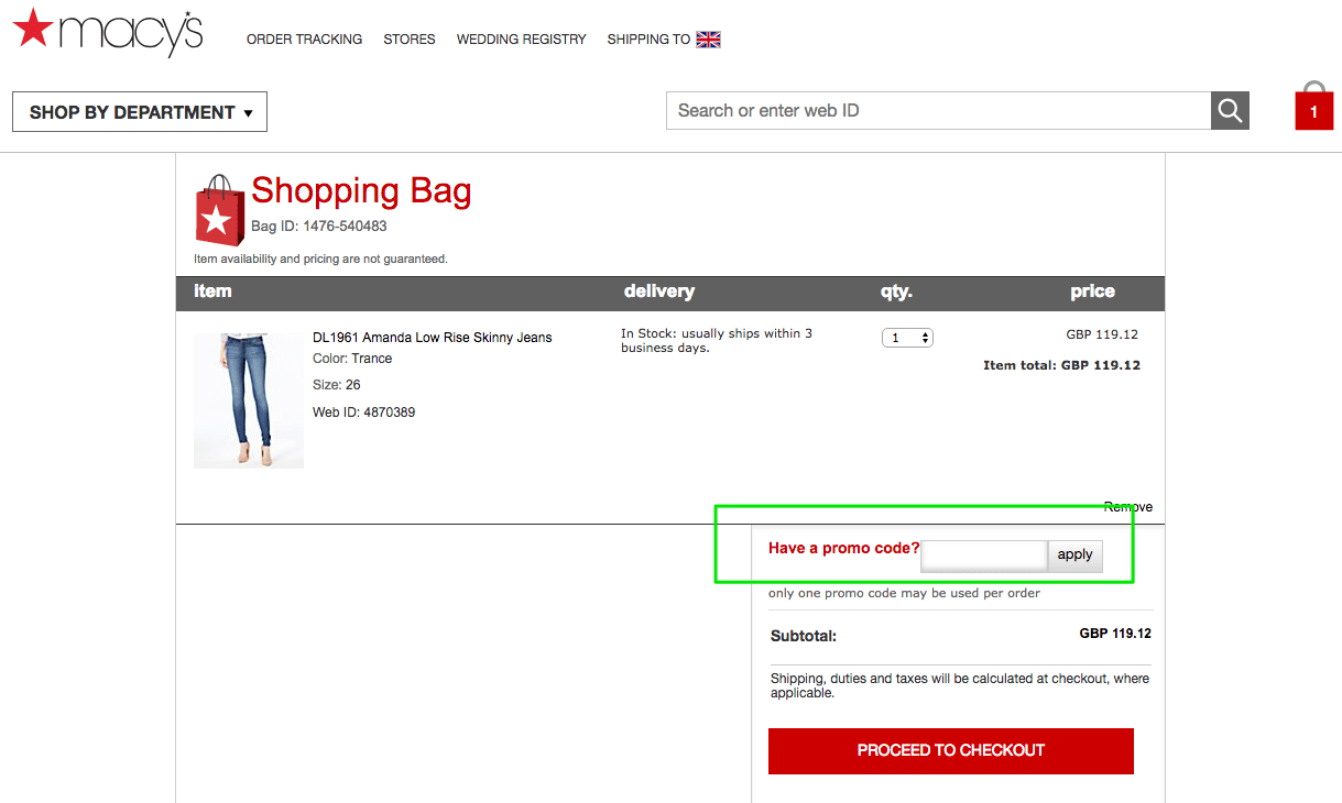 Ecommerce promo code