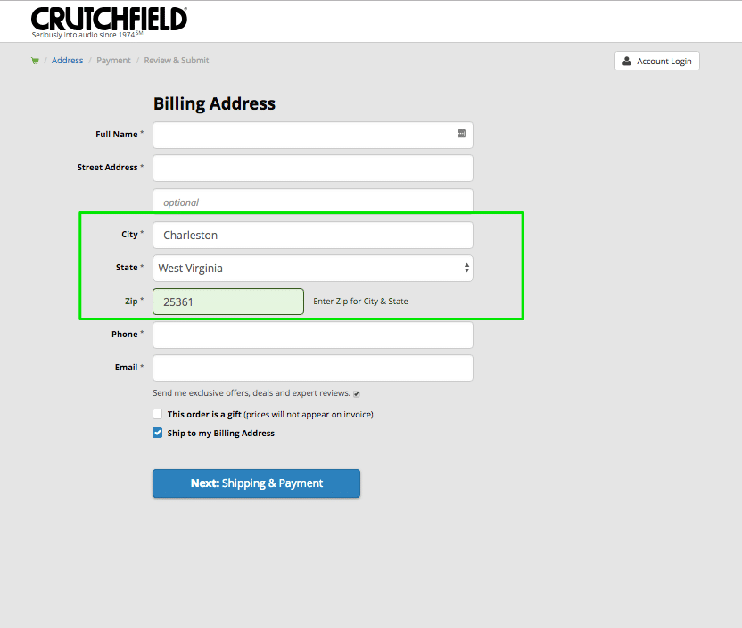Pre-fill options in the billing process 