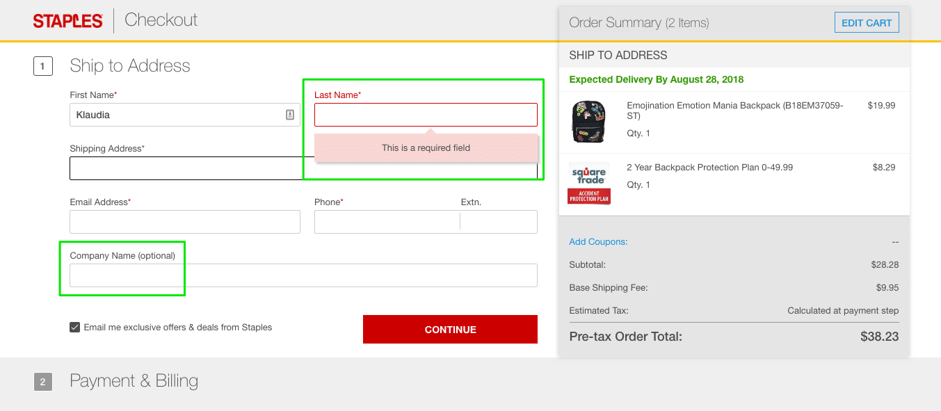 distinguish between optional and mandatory fields
