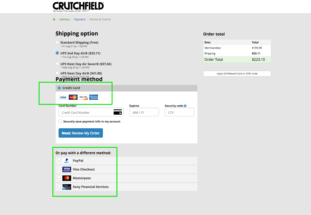 Wide range of payment options