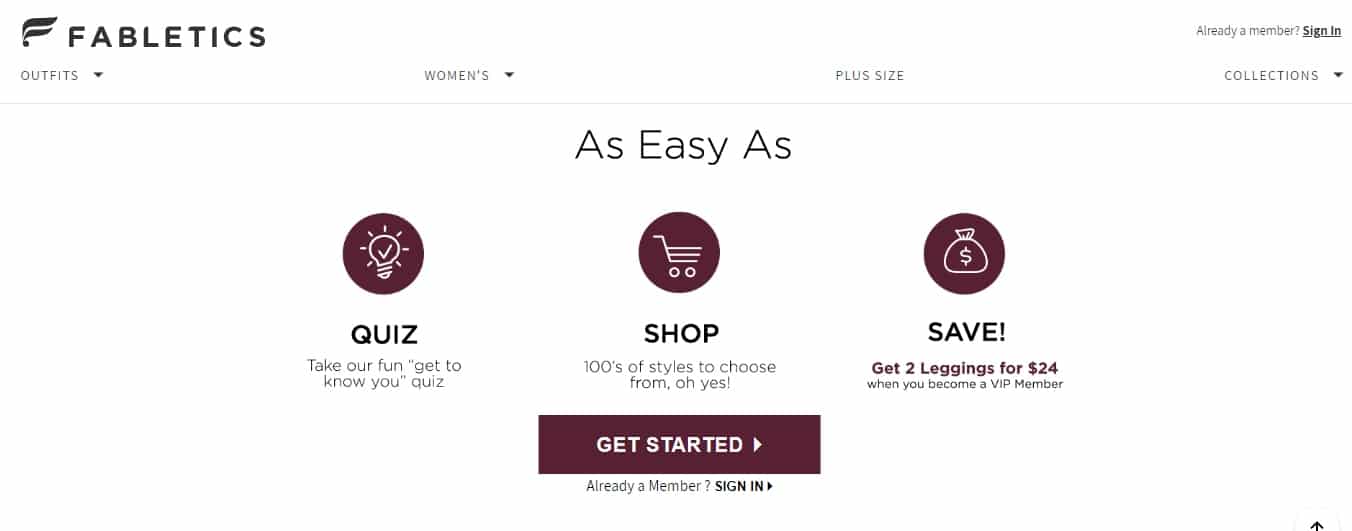 Fabletics gives customers personalized product suggestions based on their fashion preference.