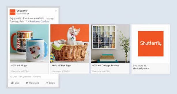 Example of carousel facebook remarketing ad