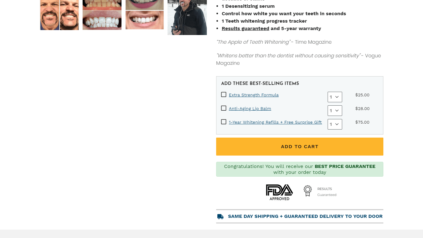FDA-approved seal on a landing page