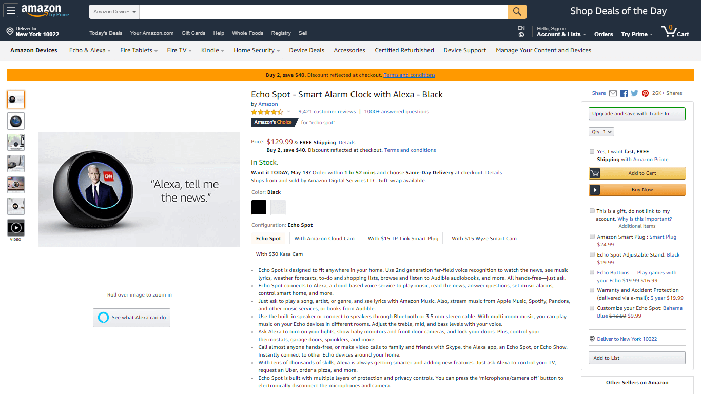 modelo de página de produto amazon