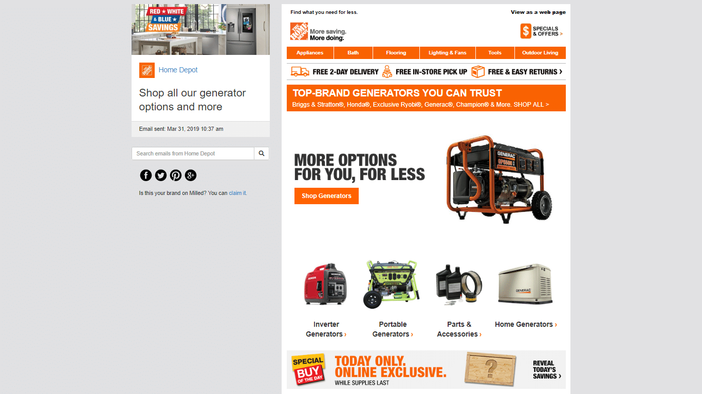 Home Depotは、顧客ベースの特定のセグメントに合わせてメールオファーとプロモーションを調整します
