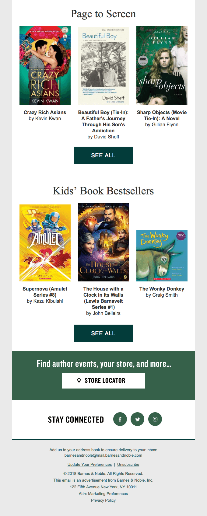 Barnes and Noble con la loro email di benvenuto