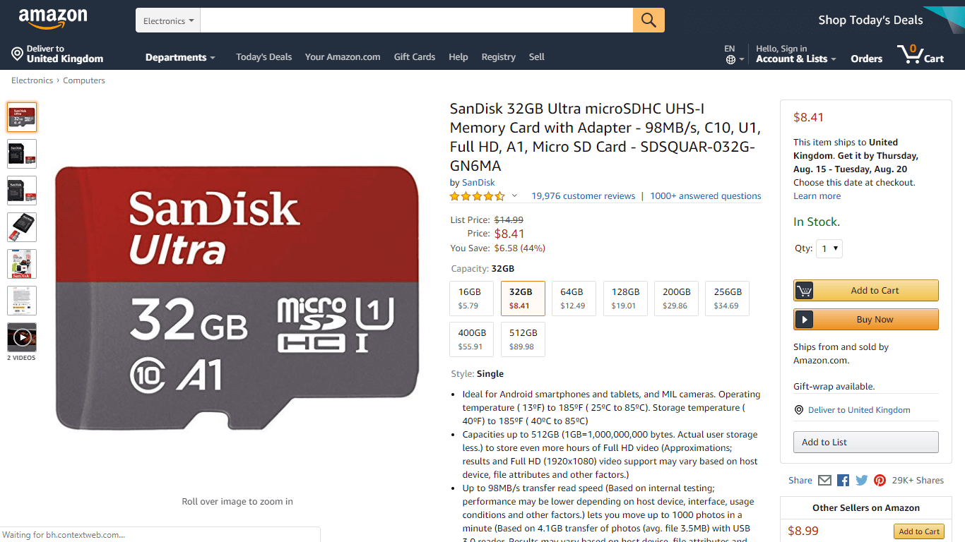 Amazon iki CTA gösteriyor