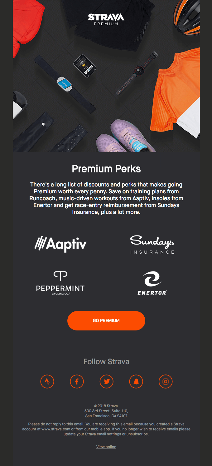 Strava ve ek satış e-postası
