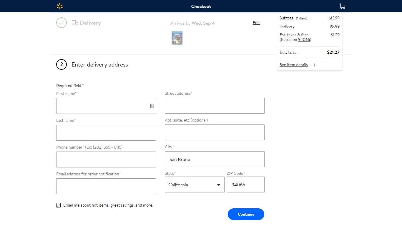Walmartには、フォームの前のセクションに小さな[編集]ボタンがあります。