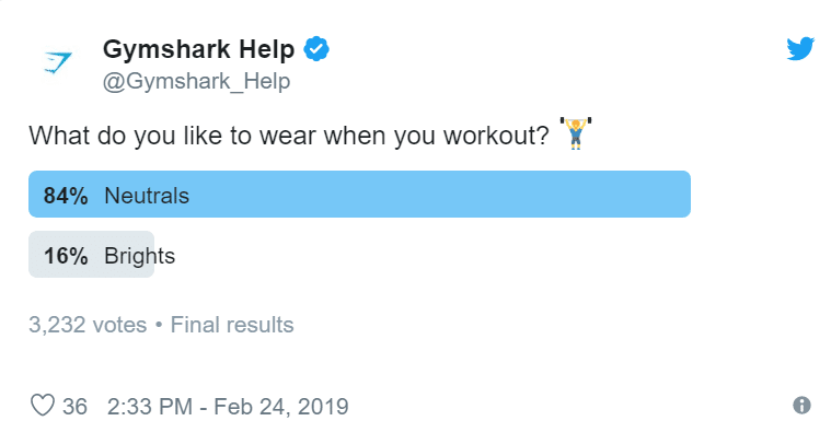 Gymshark coinvolge i propri clienti tramite un sondaggio su Twitter