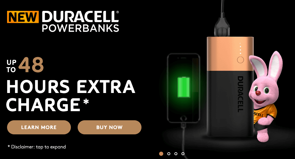 Proposta di valore su una landing page di Duracell
