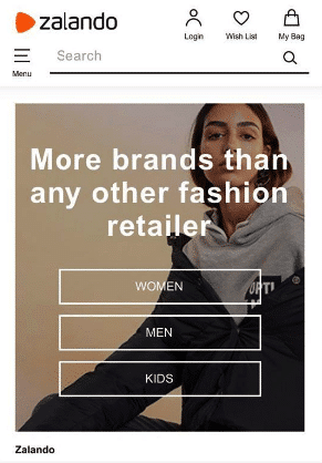 Zalando-Mobilseite