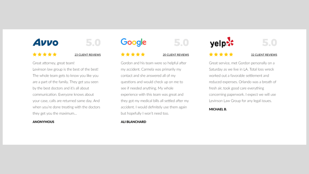 เชื่อถือรีวิวบน Google, Yelp, Avvo และ Facebook