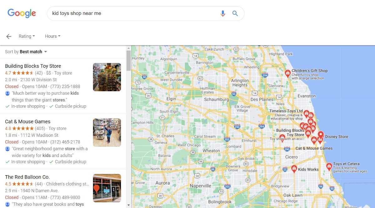 wyszukiwanie lokalne google chicago