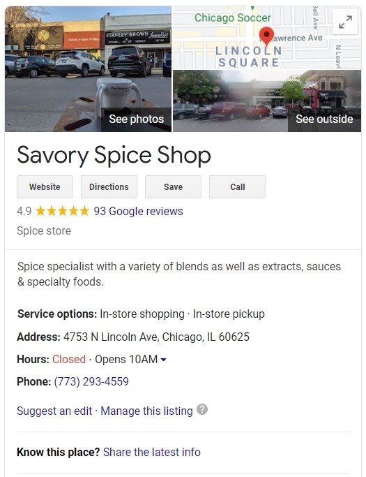 épices salées google mon profil d'entreprise