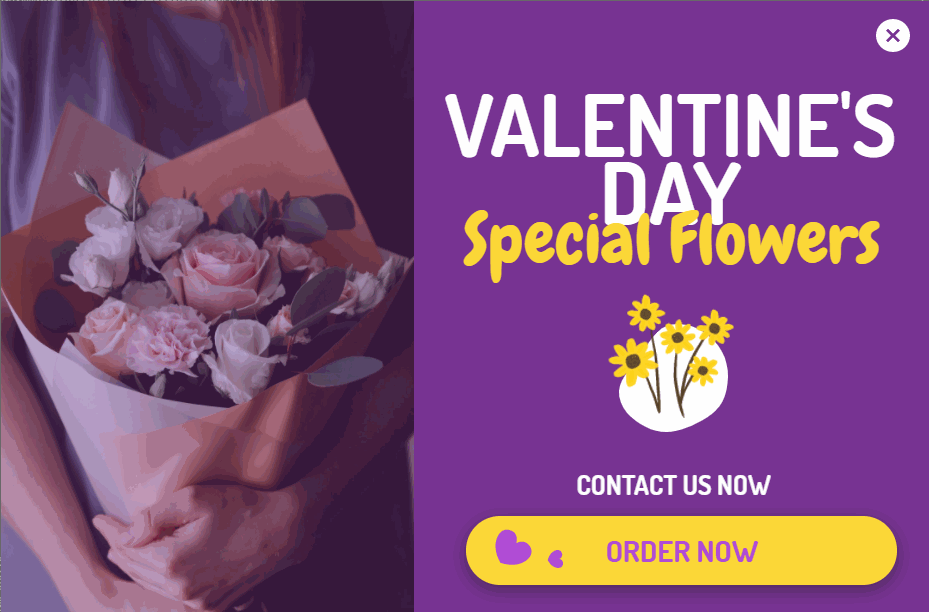 Animierte Valentins-Popup-Vorlage