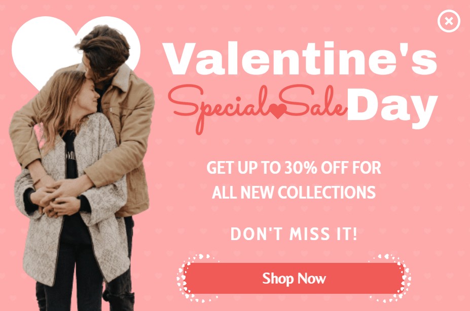 Popup-Vorlage für die Valentinstagskampagne