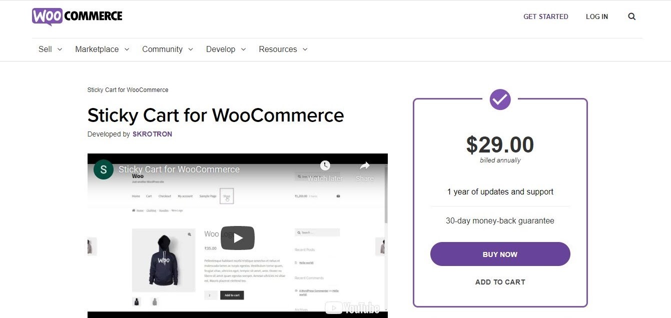 粘性迷你購物車 WooCommerce