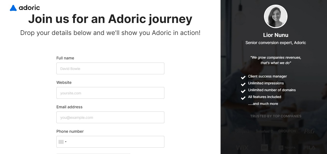 Adoric 데모 페이지