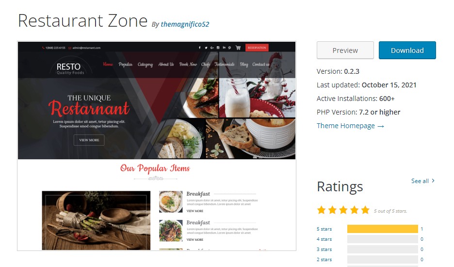 Tema Restaurant Zone