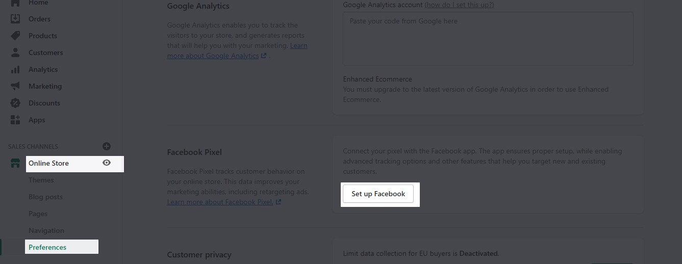 Anúncios do Facebook para Shopify