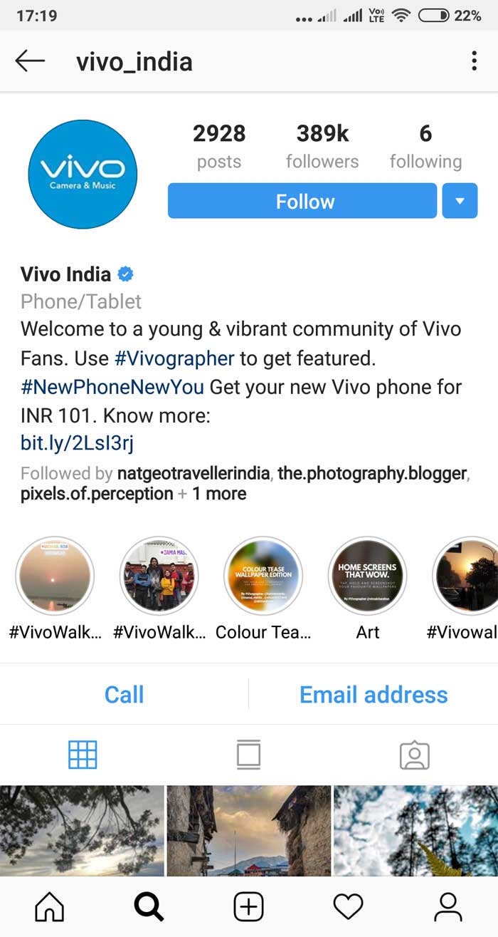 Bio Instagram Vivo
