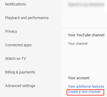 Faceți clic pe Creați un canal nou