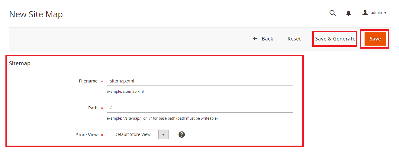 Magento 2의 사이트맵 설정