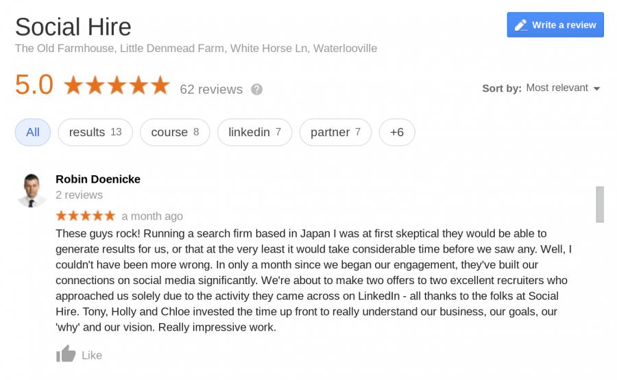 Contratação social do Google Reviews