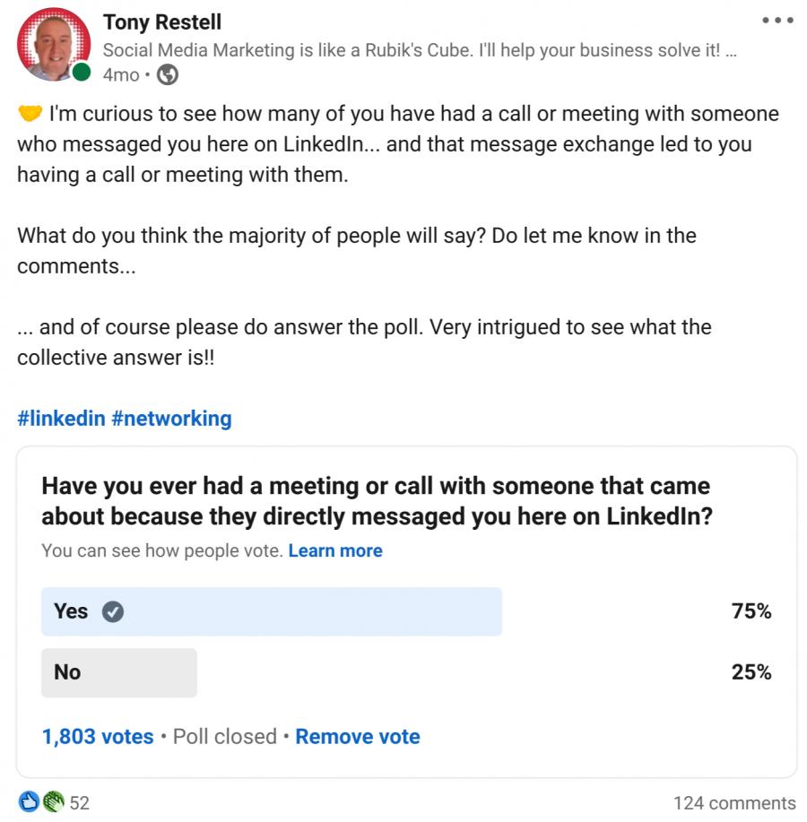 Exemplo de enquete do LinkedIn