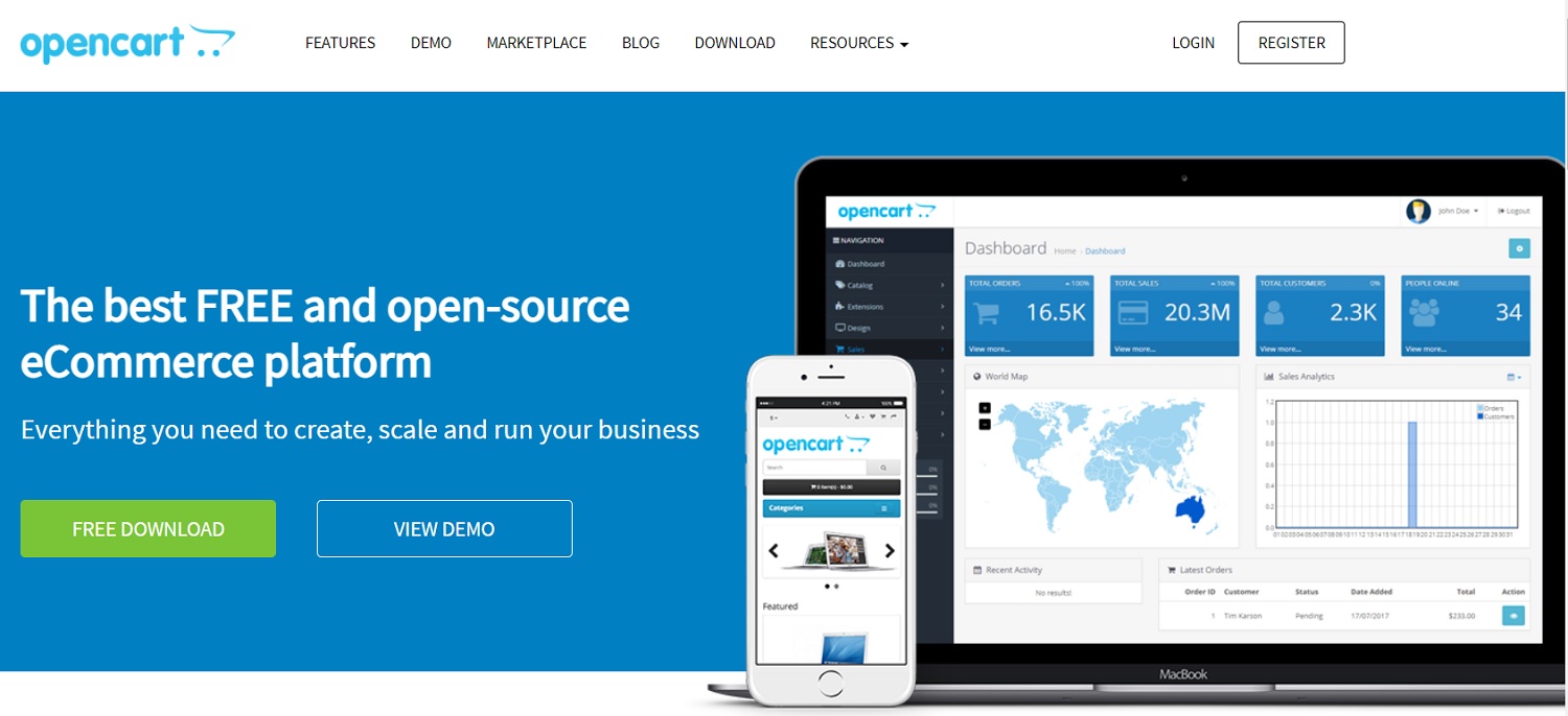OpenCart - Best eCommerce CMS Platform Website