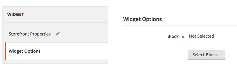 selecione o bloco magento