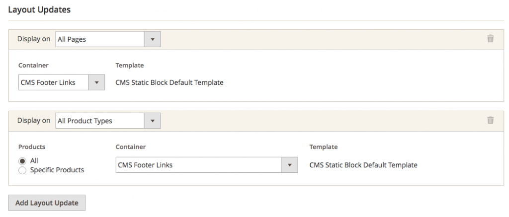 posicionamento do bloco magento