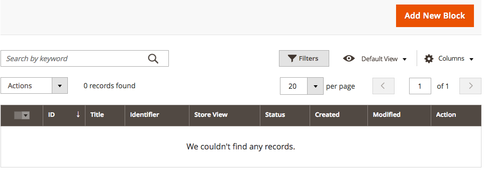 adicionar novo bloco magento