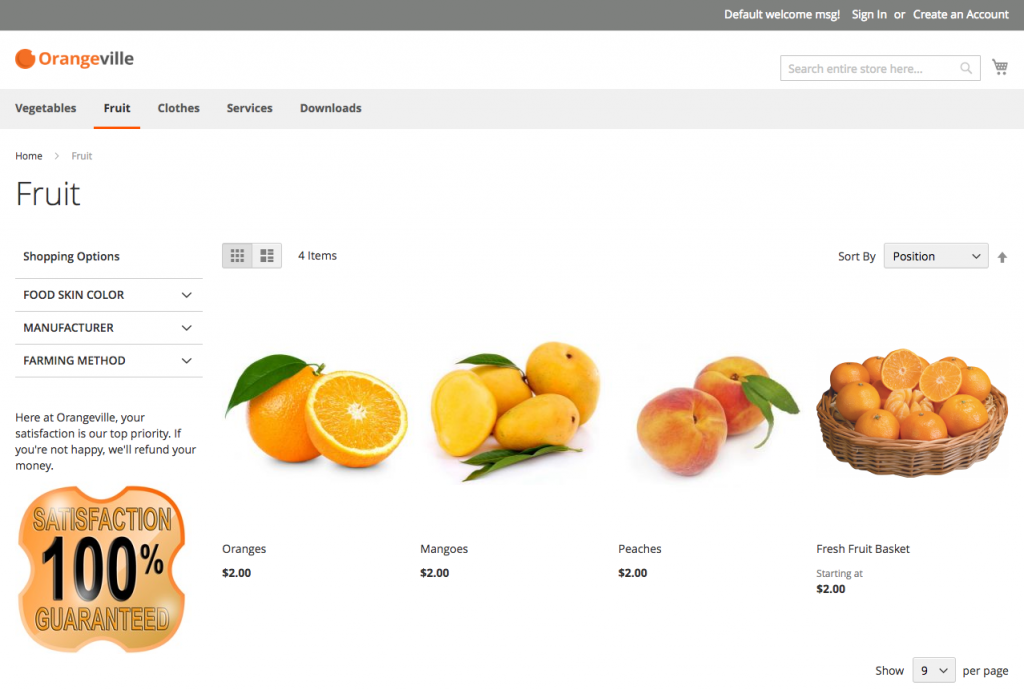 bloco magento na barra lateral