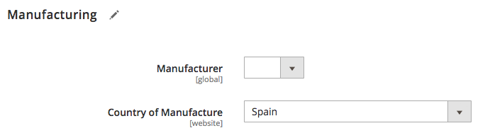 configurações do fabricante