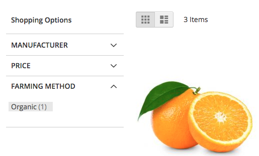 visualização de pesquisa de atributos magento