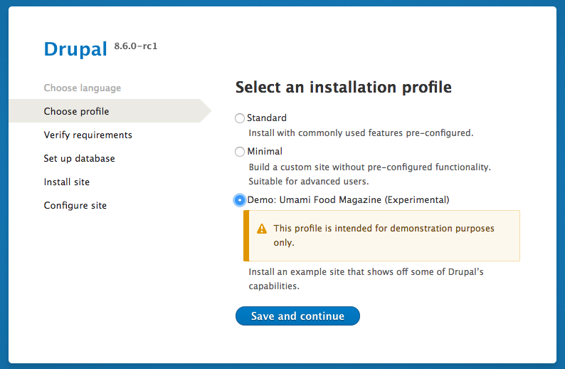 escolha umami no Drupal 8.6