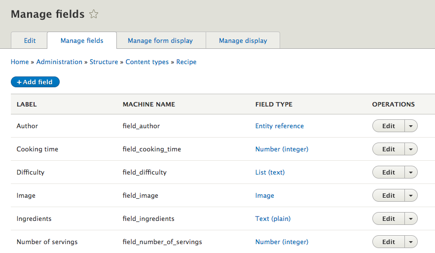 tipo de conteúdo umami no Drupal 8.6