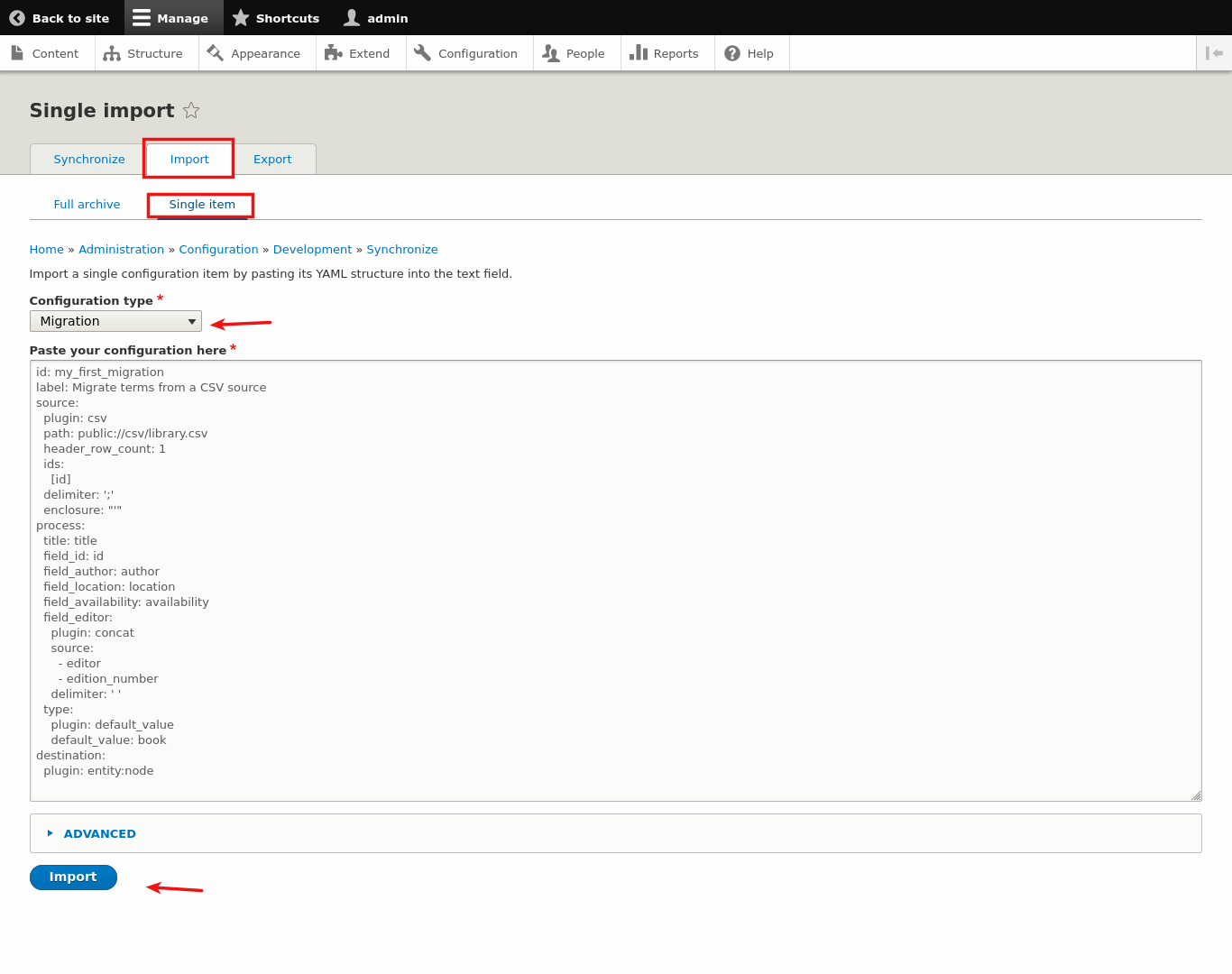 Migrar dados de um arquivo CSV no Drupal 8/9