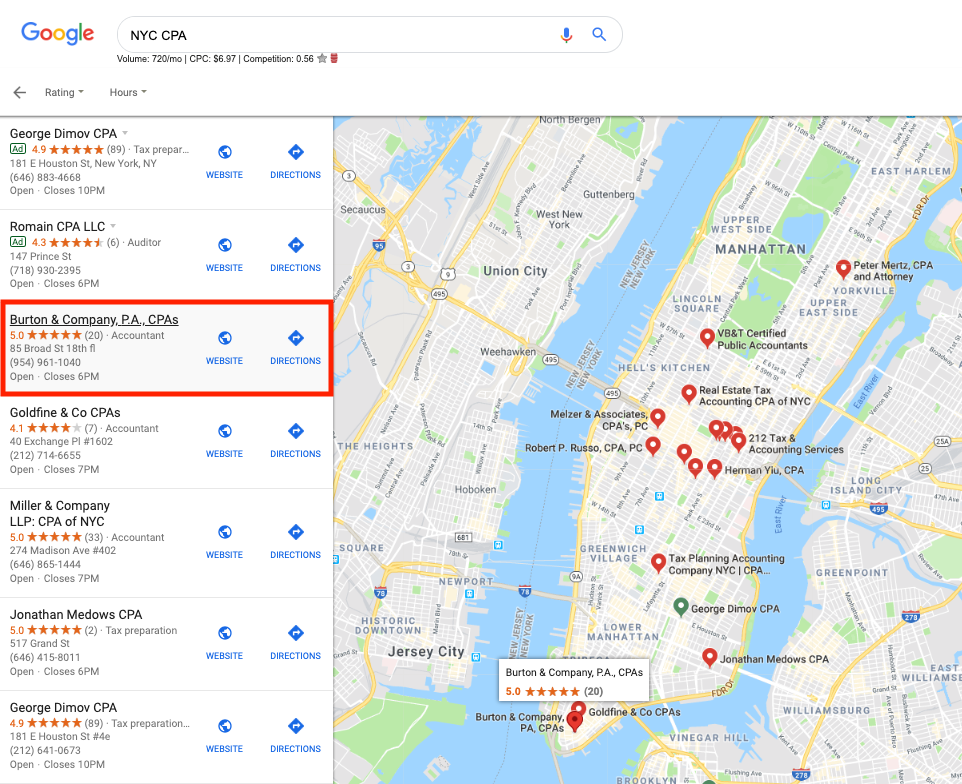 Стек локальных карт Google