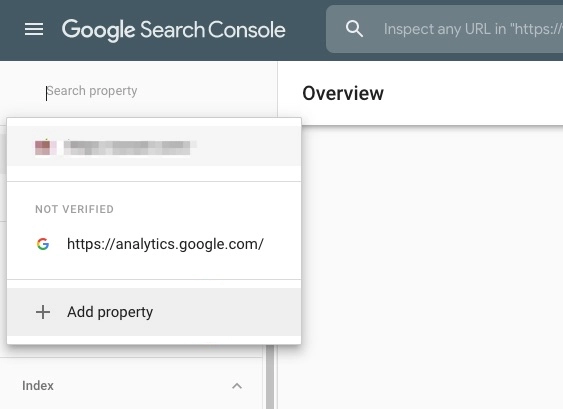 Google arama konsoluna mülk eklemenin ekran görüntüsü