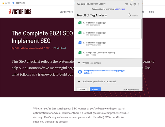 Asystent tagów rozszerzeń seo chrome