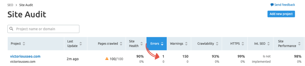 semrush로 끊어진 링크 찾기