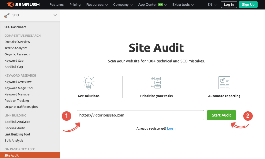 semrush를 사용하여 깨진 웹 사이트 링크를 찾는 방법