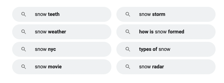 Google SERP 中的附加搜索詞部分示例
