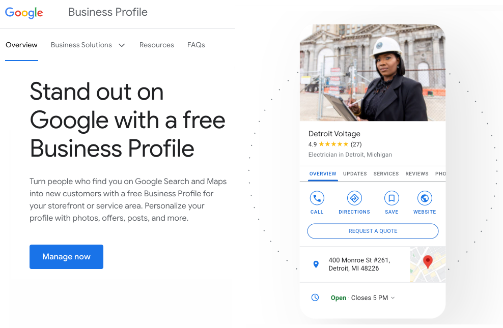 captura de pantalla del perfil empresarial de google