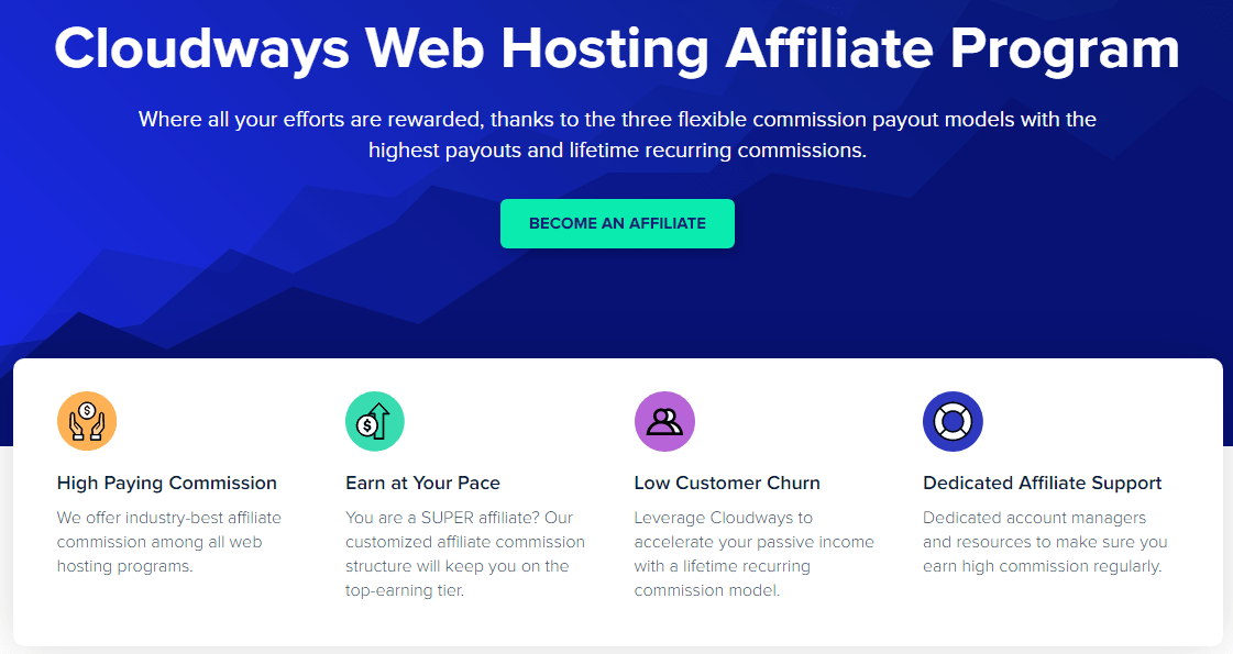 الصفحة الرئيسية لبرنامج Cloudways التابع Cloudways affiliate program home page