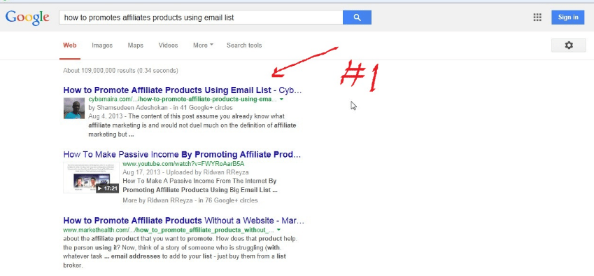 Platz 1 in der Google-Suche nach einem relevanten Keyword