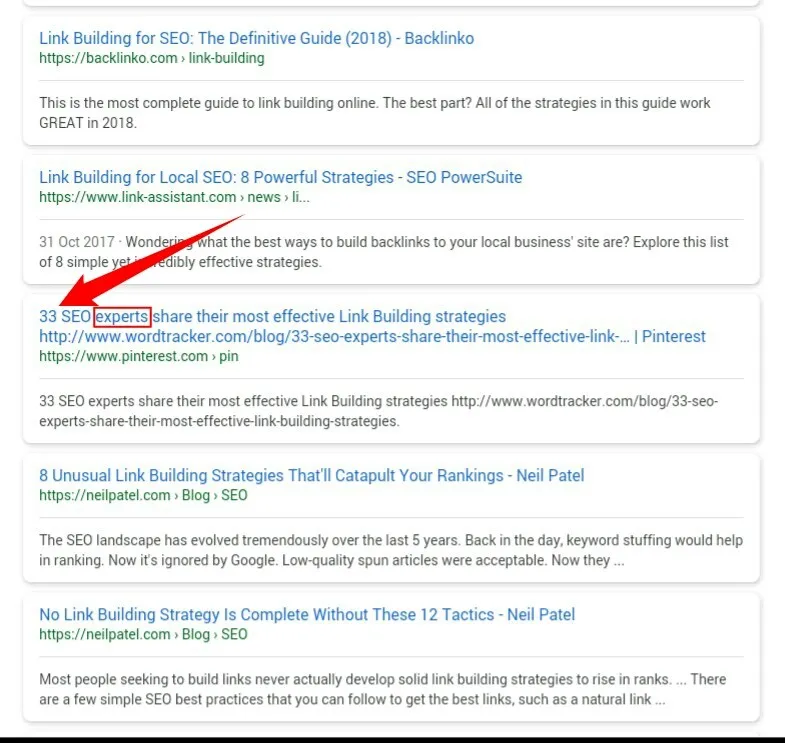 Resultado de búsqueda de la búsqueda de Google